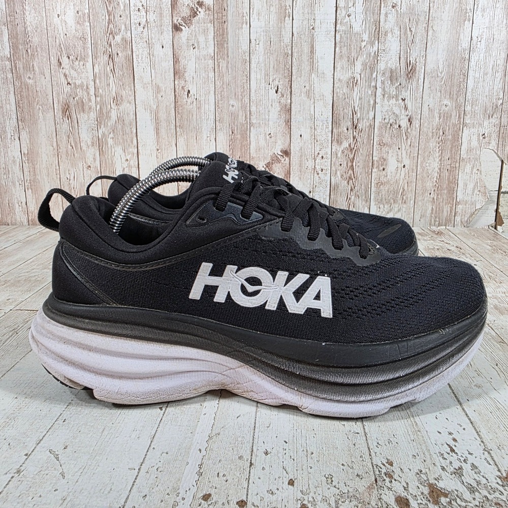 Hoka Bondi 8 Wide Black White Running Shoes 1127954 BWHT Womens 10.5D
